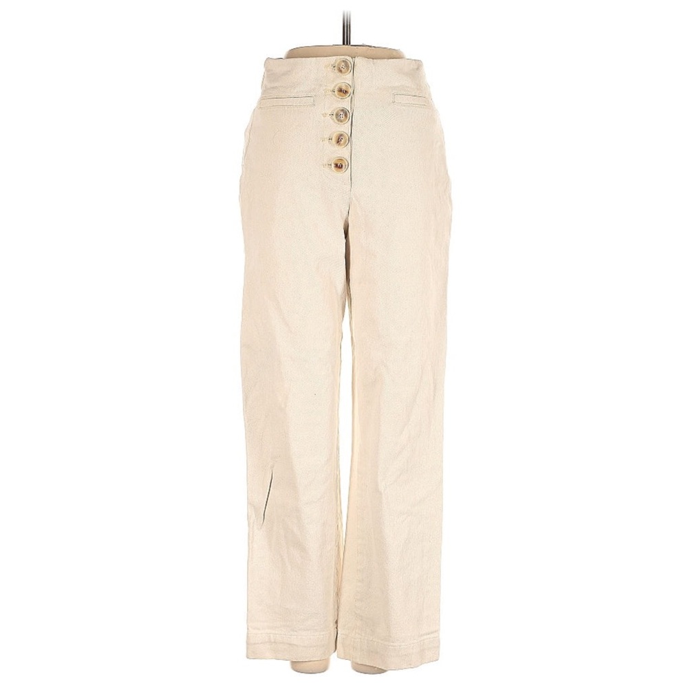 Paloma Wool Cotton High-Waisted Beige Pants with Button Detail